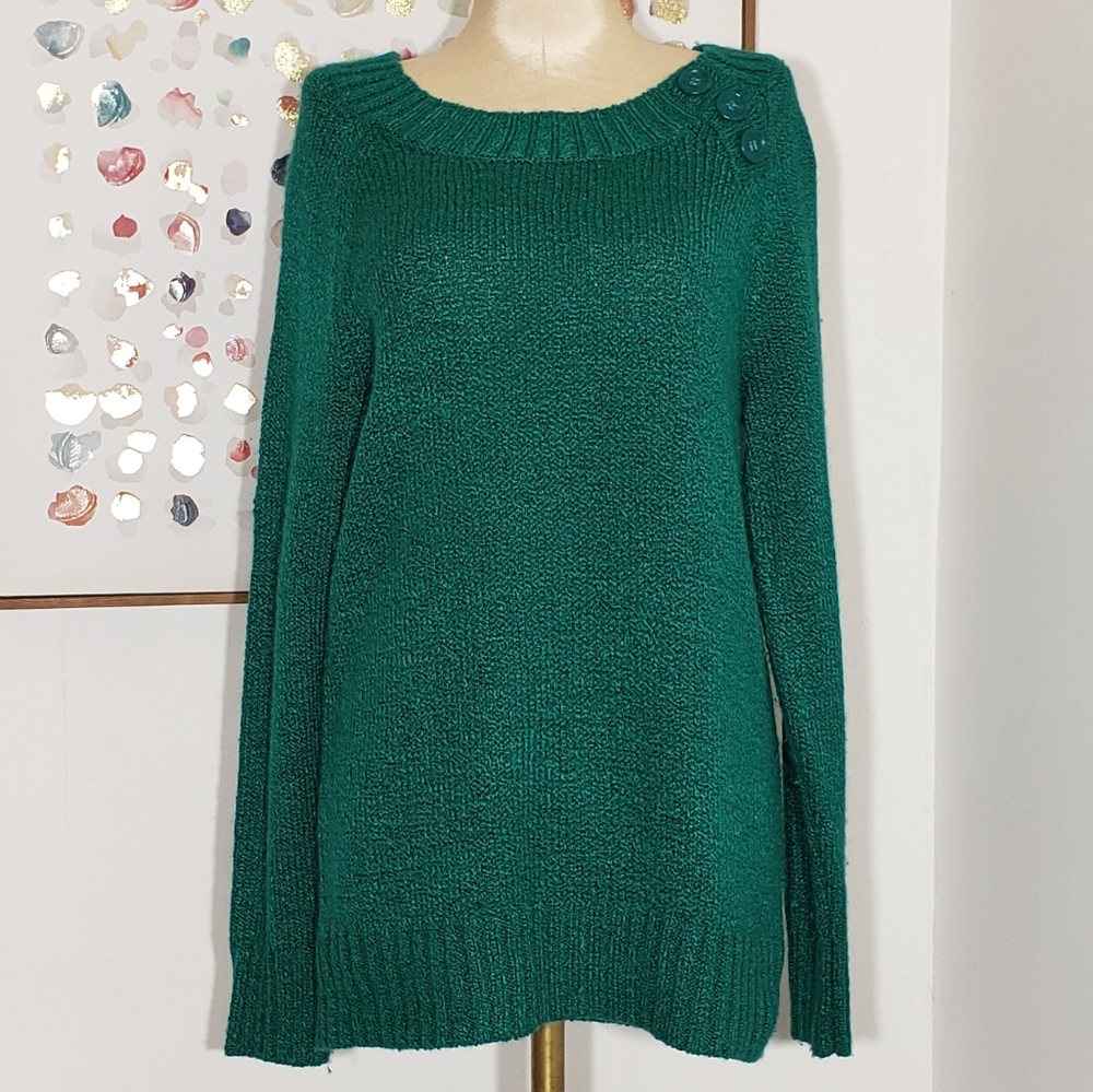 Carolyn Taylor green scoop neck sweater size Med - Picture 3 of 6
